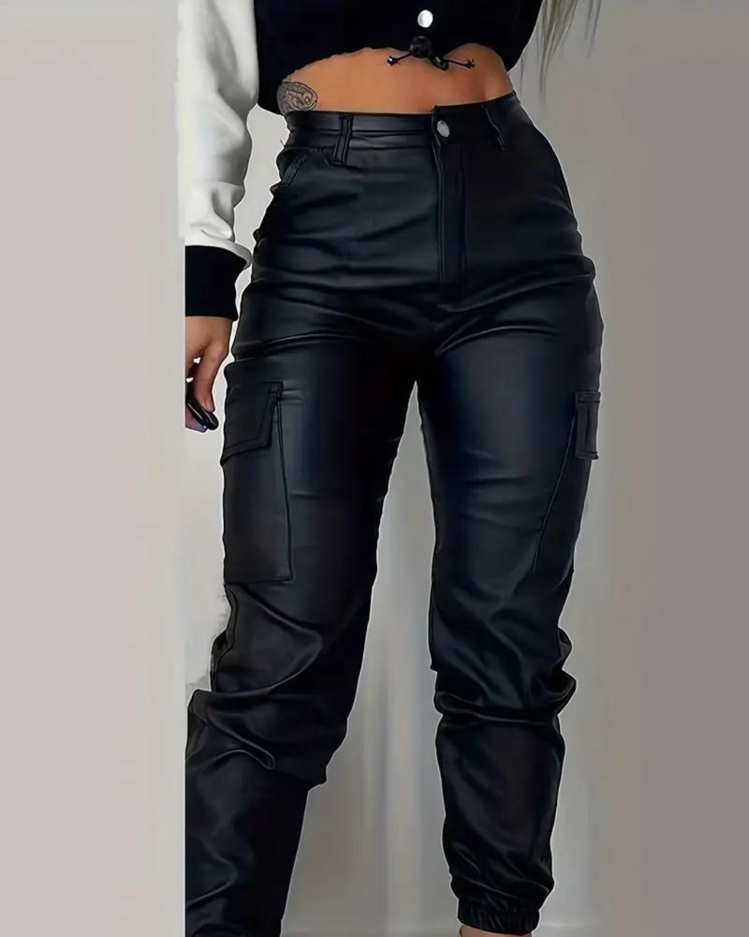 Sophia | Cargo Leather Pants